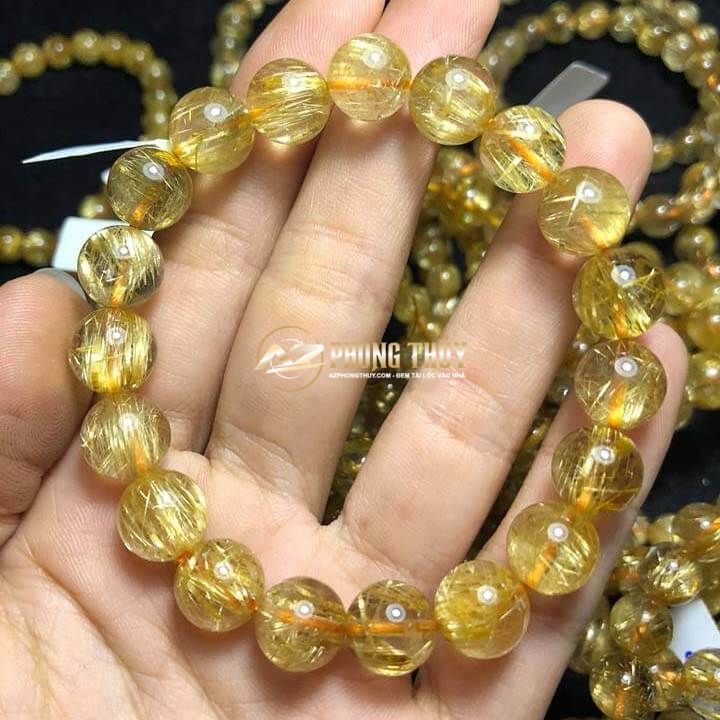 Vòng tay đá thạch anh tóc vòng cho nữ mệnh kim