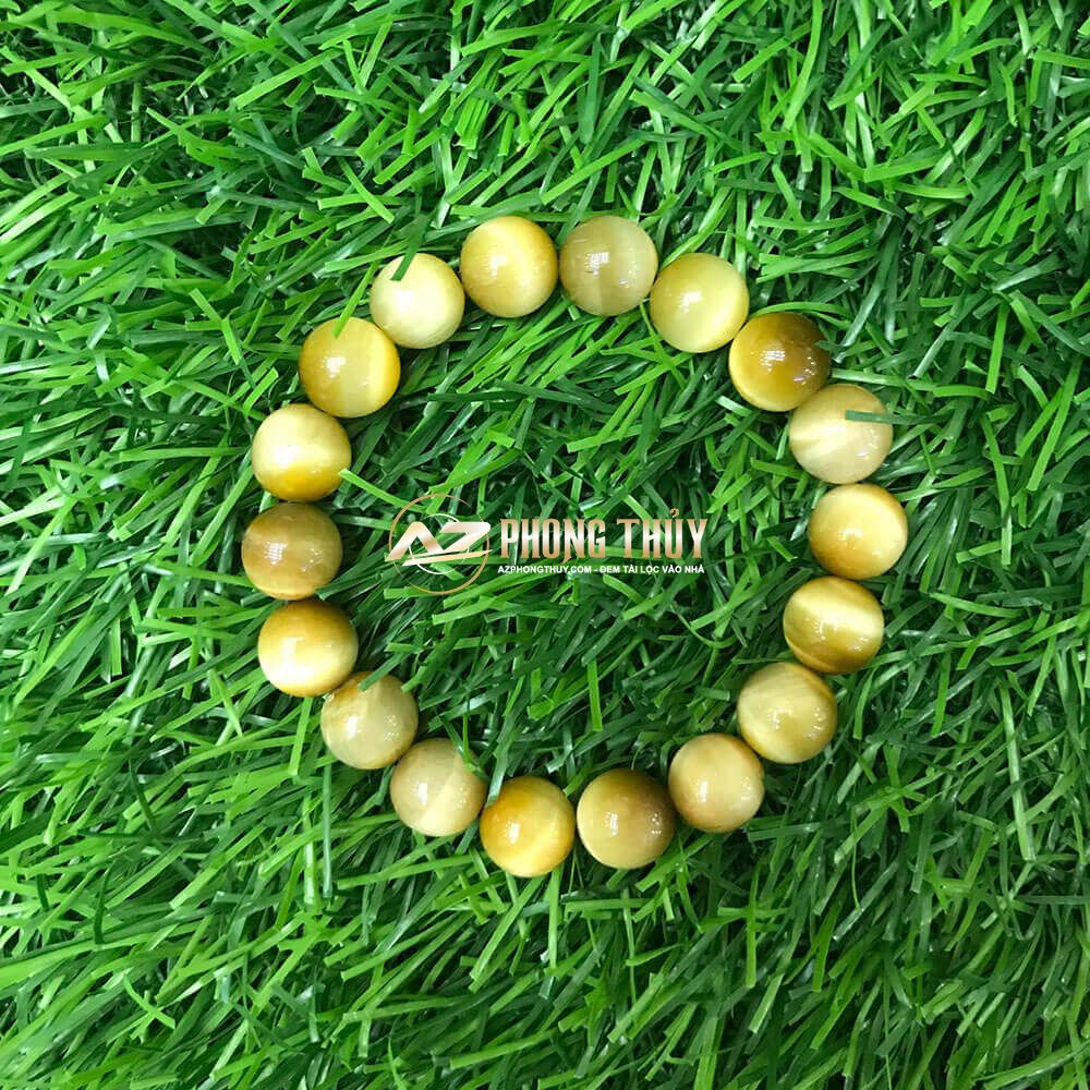 Vòng tay đá hổ vàng tươi cho nam mệnh kim