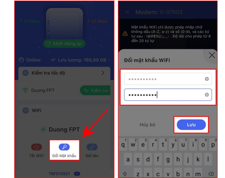 Mật khẩu Wi-Fi mới